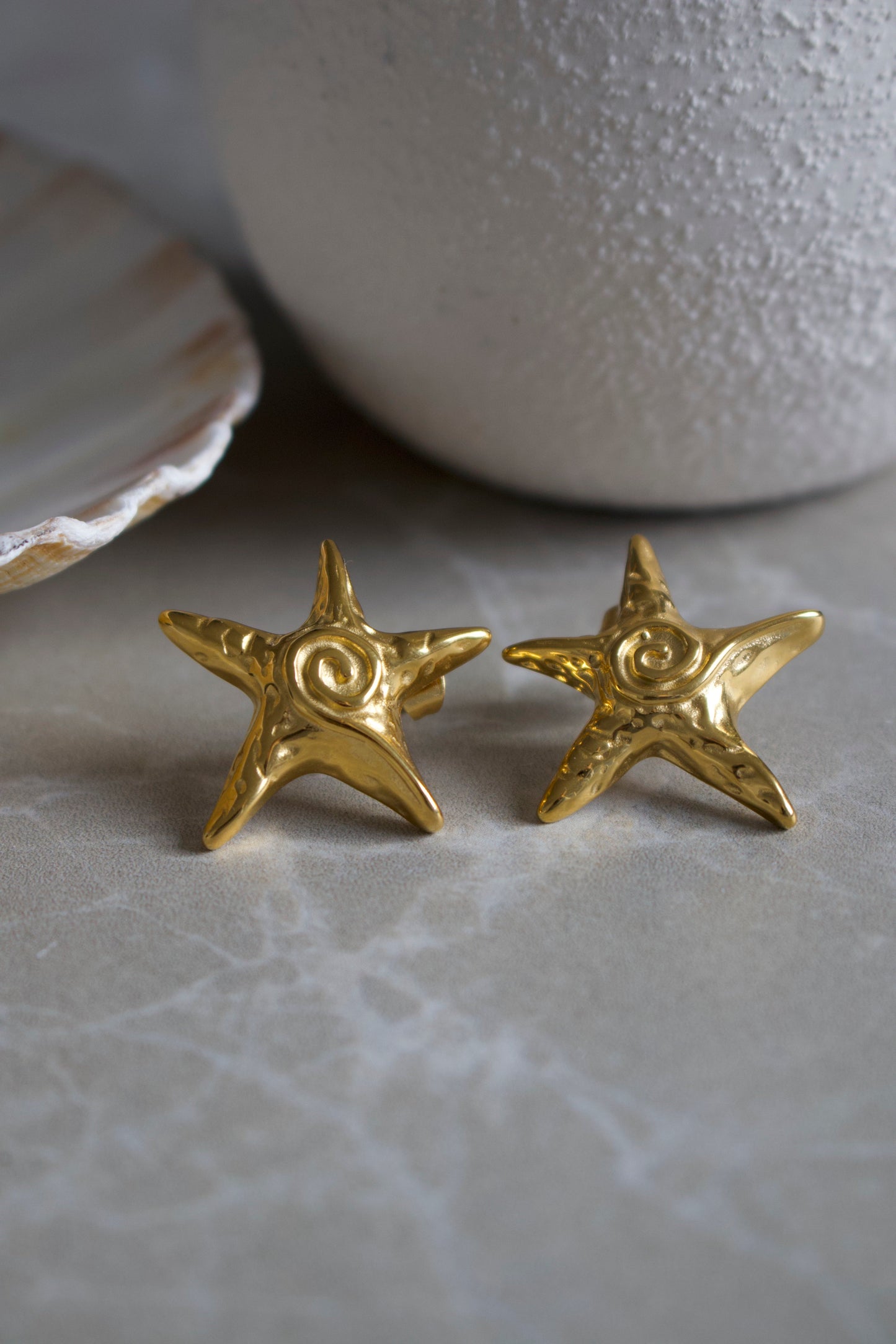 Gold Starfish Studs