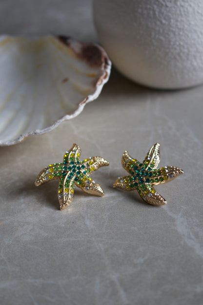 Green Starfish Earrings