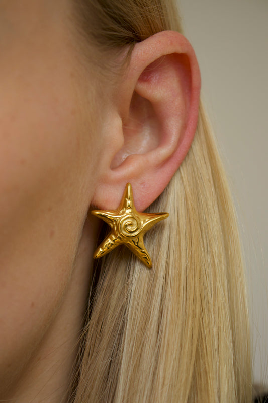 Gold Starfish Studs