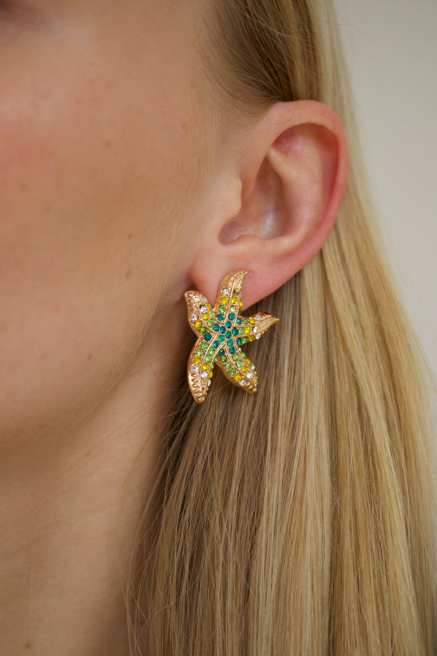 Green Starfish Earrings