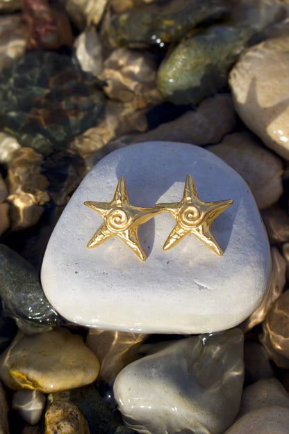 Gold Starfish Studs