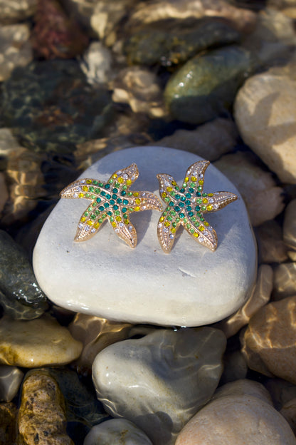 Green Starfish Earrings